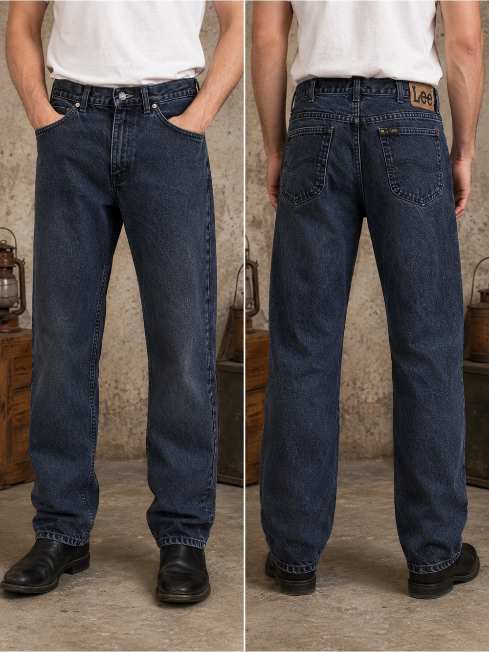 Vintage Lee USA Made Black Denim Jeans Men's 32x30 Relaxed Tapered
